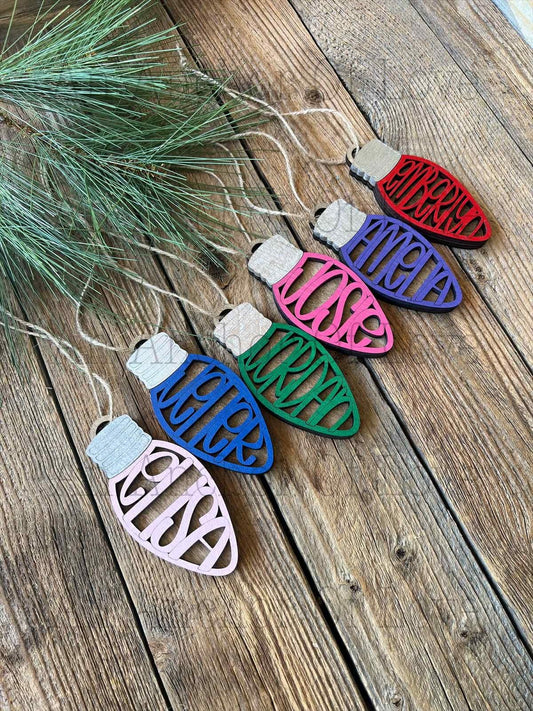 Personalized Single Name Christmas Bulb Ornament- two layer wood ornament Christmas Gift- 2025