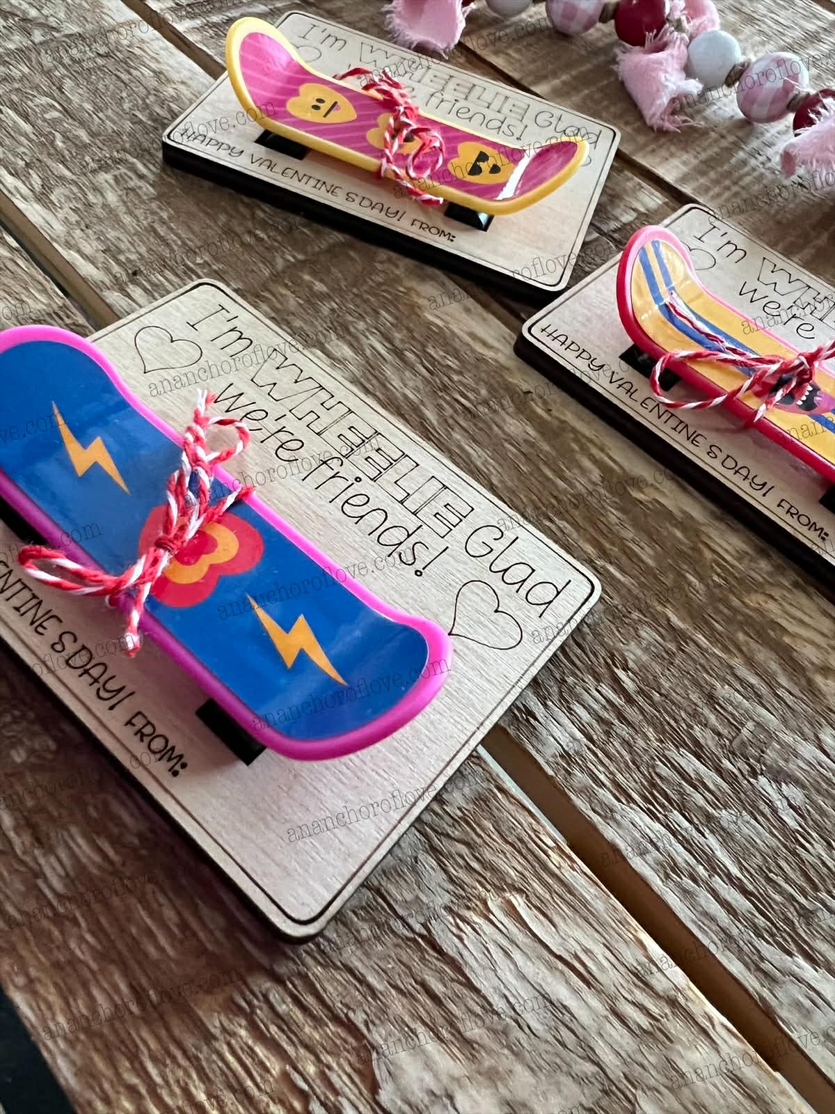 Ready to Ship!! Mini Skateboard Valentine Day Card | Kids Valentine's Day Party goodies | Classroom Valentine Cards | Skater kids