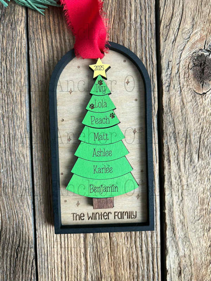 Personalized Family Tree Ornament | Family Christmas Gift / 2025 Christmas ornament /-up to 8 names - personalized gift