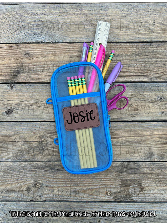 Personalized mesh pencil pouch