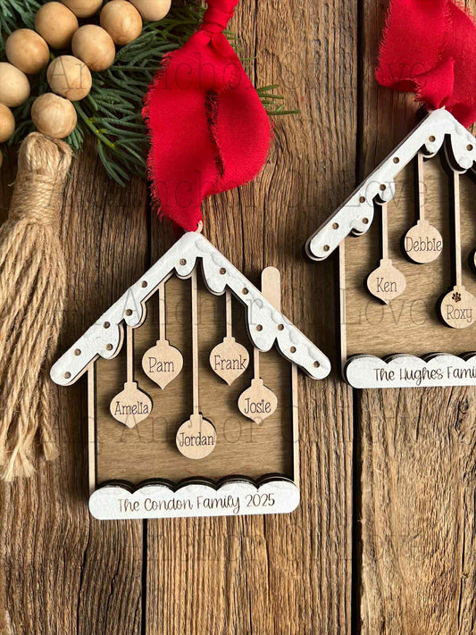 Personalized Family house Ornament | Family Christmas Gift / 2025 Christmas ornament /-up to 11 names - personalized gift