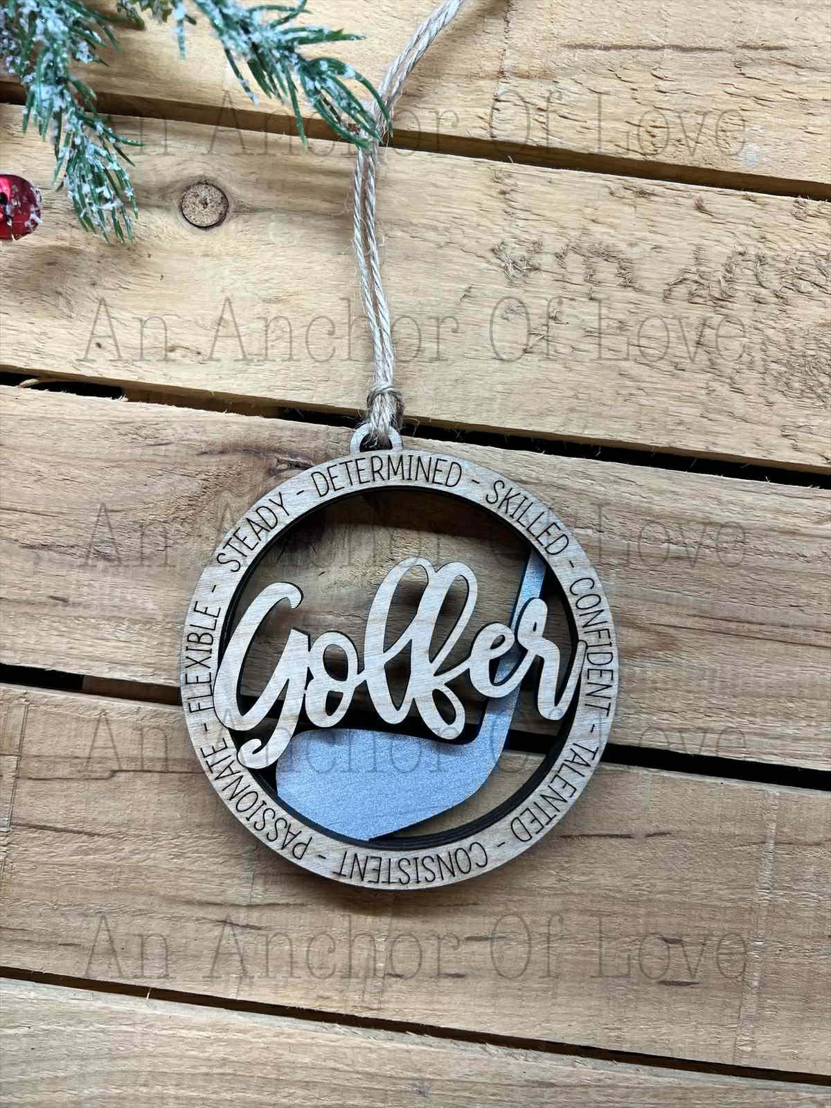 Golf Keepsake Christmas Keepsake Tree Ornament- wooden golfer ornament
