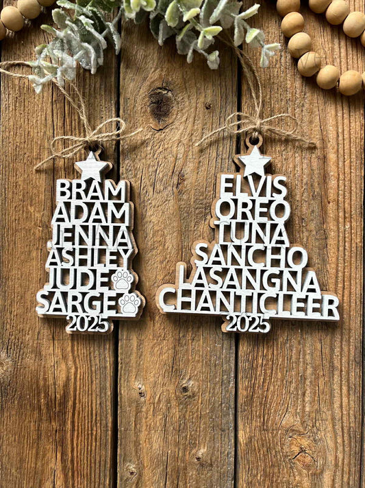 Family Christmas Ornament - Christmas Tree Ornament with Family Names - Christmas Tree Name Ornament