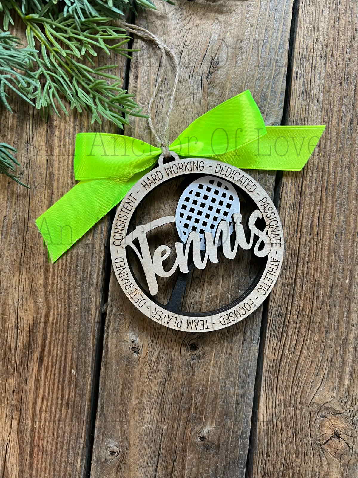 Tennis Layered Wood Ornament, Custom Tennis Christmas Tree Ornament, Sport Christmas Home Decor, Christmas Gift