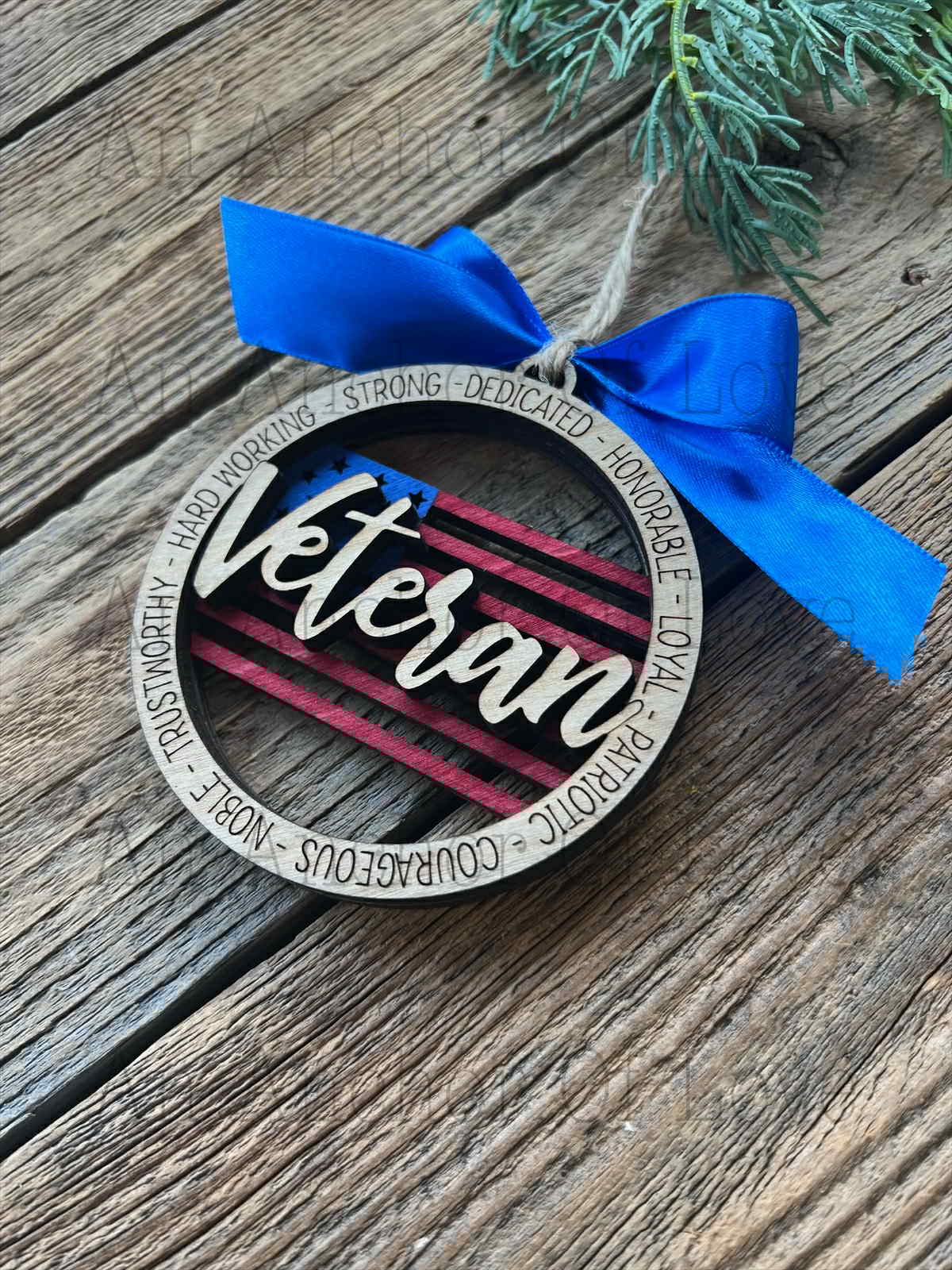 Veteran Christmas ornament, Layered wood ornament, Veteran Christmas Gift