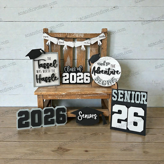 Class of 2026 graduation tiered tray set-customized with your class colors-individual pieces, full set available