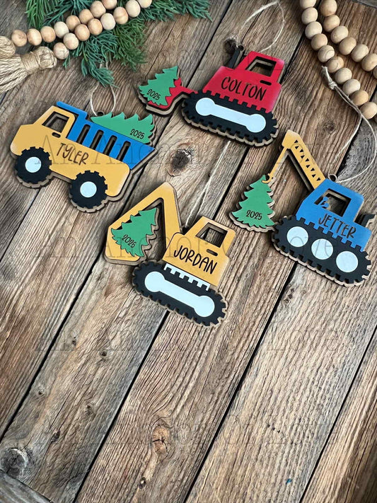 Personalized kids construction Ornament | Kid's Christmas Gift / 2025 Christmas ornament /- personalized gift
