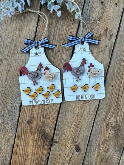 Personalized family chicken Christmas ornament, Christmas ornament /-up to 12 names - personalized family gift
