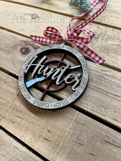 Hunter Christmas Ornament, Wood Ornament, Gift for men