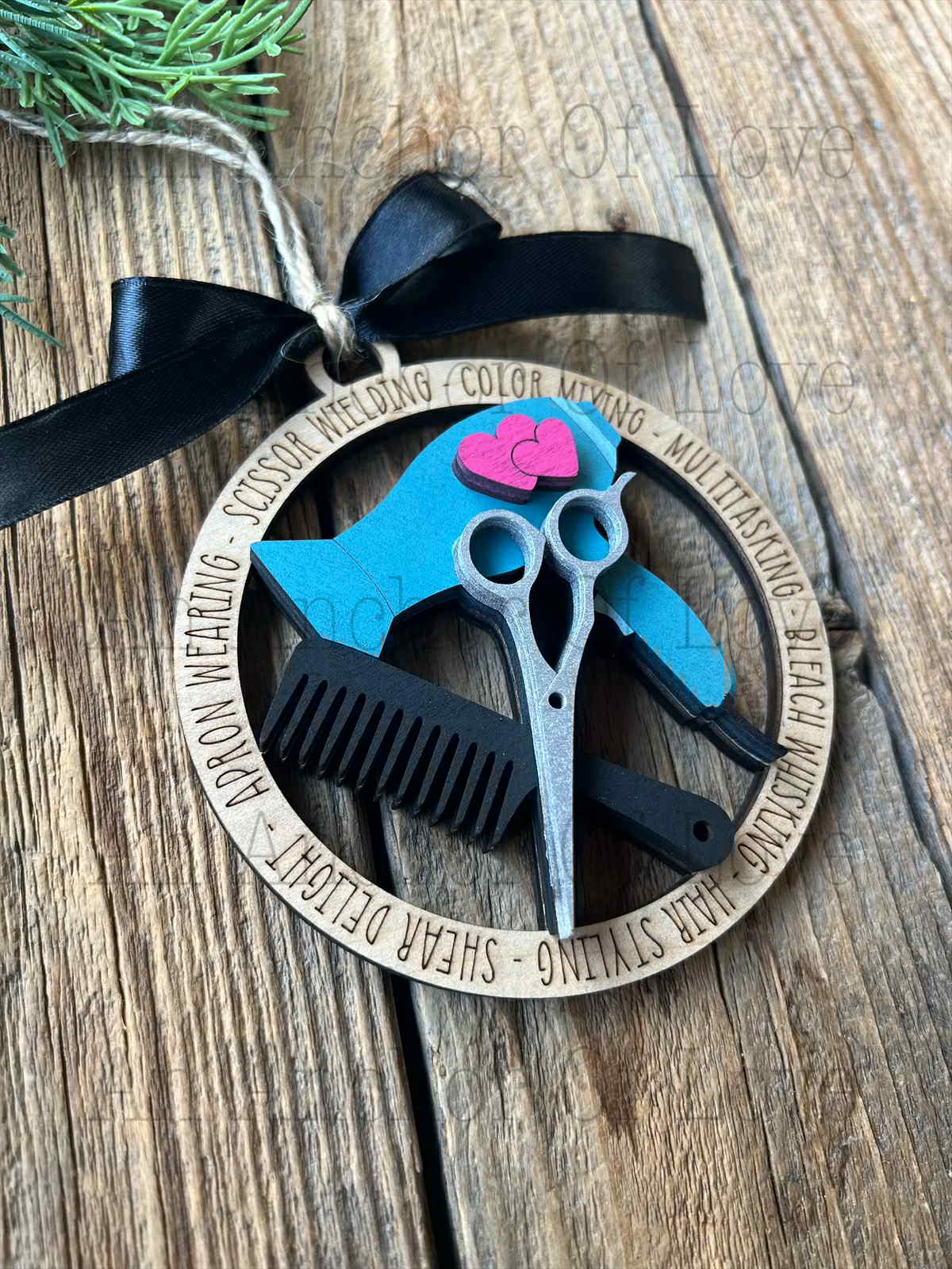 Hair Dresser Christmas ornament, Layered wood beautician ornament, Hair stylists Christmas ornaments, Hair salon decor
