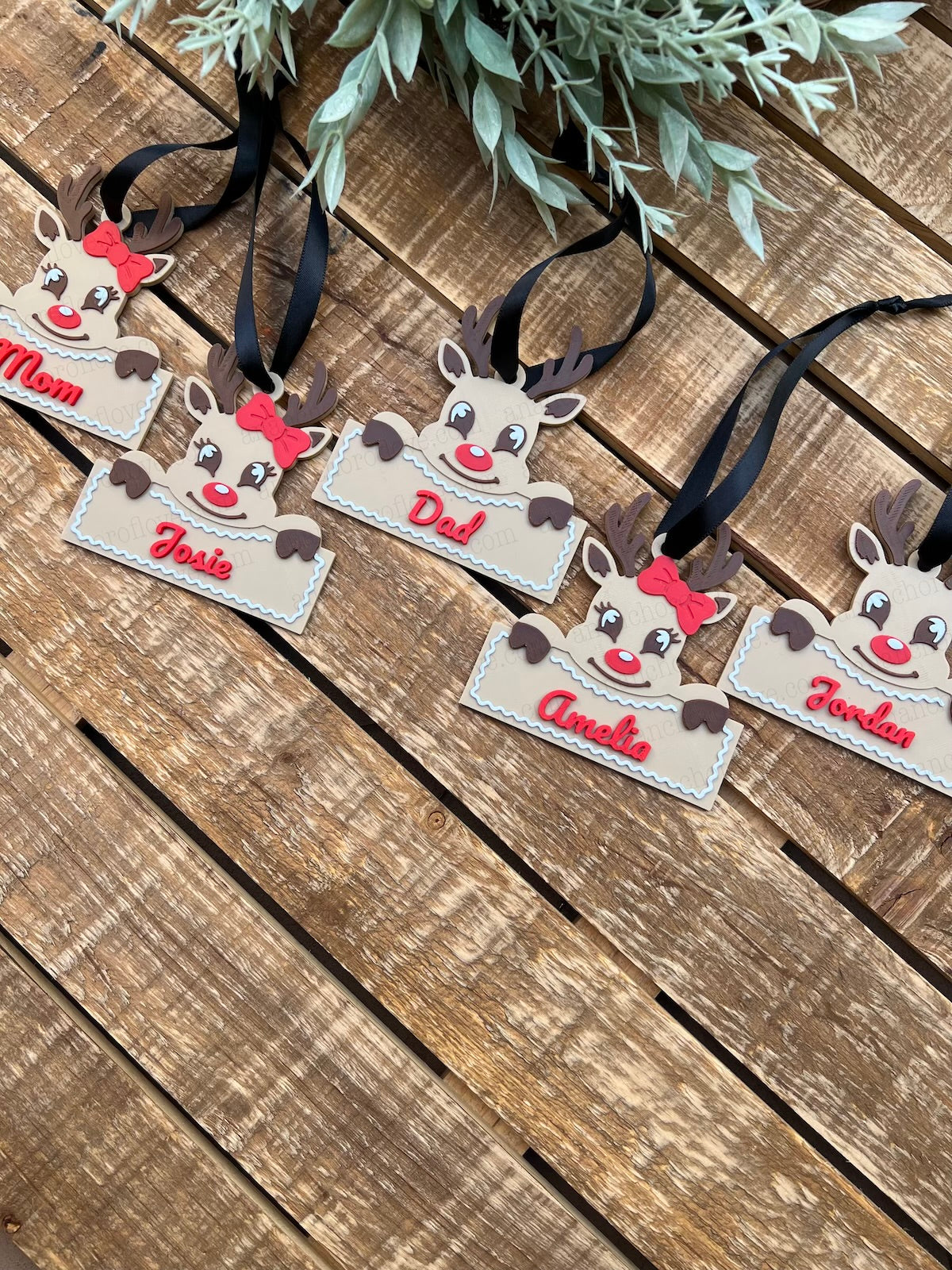 Personalized 3D Printed Reindeer Christmas Ornament – Custom Name Rudolph Tree Decoration, Cute Stocking Stuffer Gift, 3.5 Inch Ornament