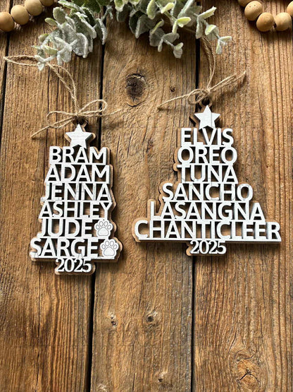 Family Christmas Ornament - Christmas Tree Ornament with Family Names - Christmas Tree Name Ornament