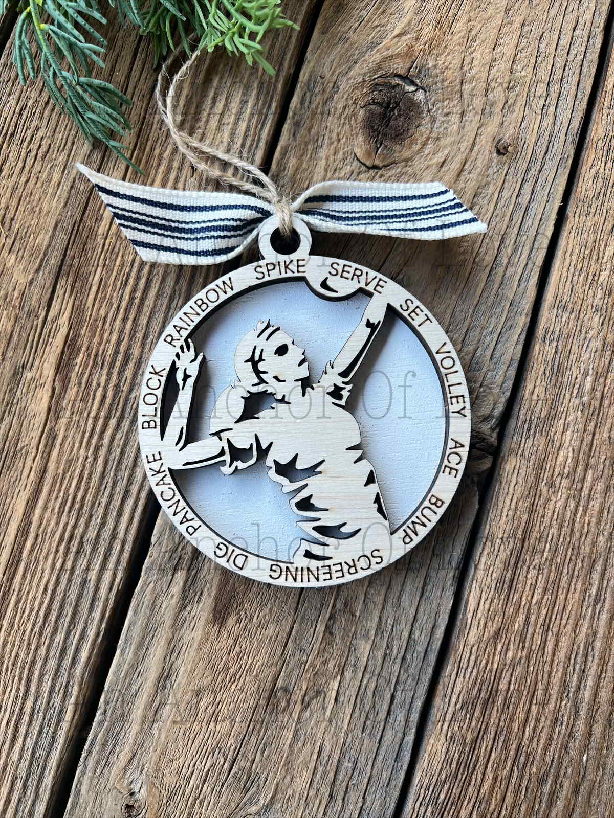 Vollyball Layered Wood Ornament, Keepsake Christmas Keepsake Tree Ornament- wooden volleyball ornament