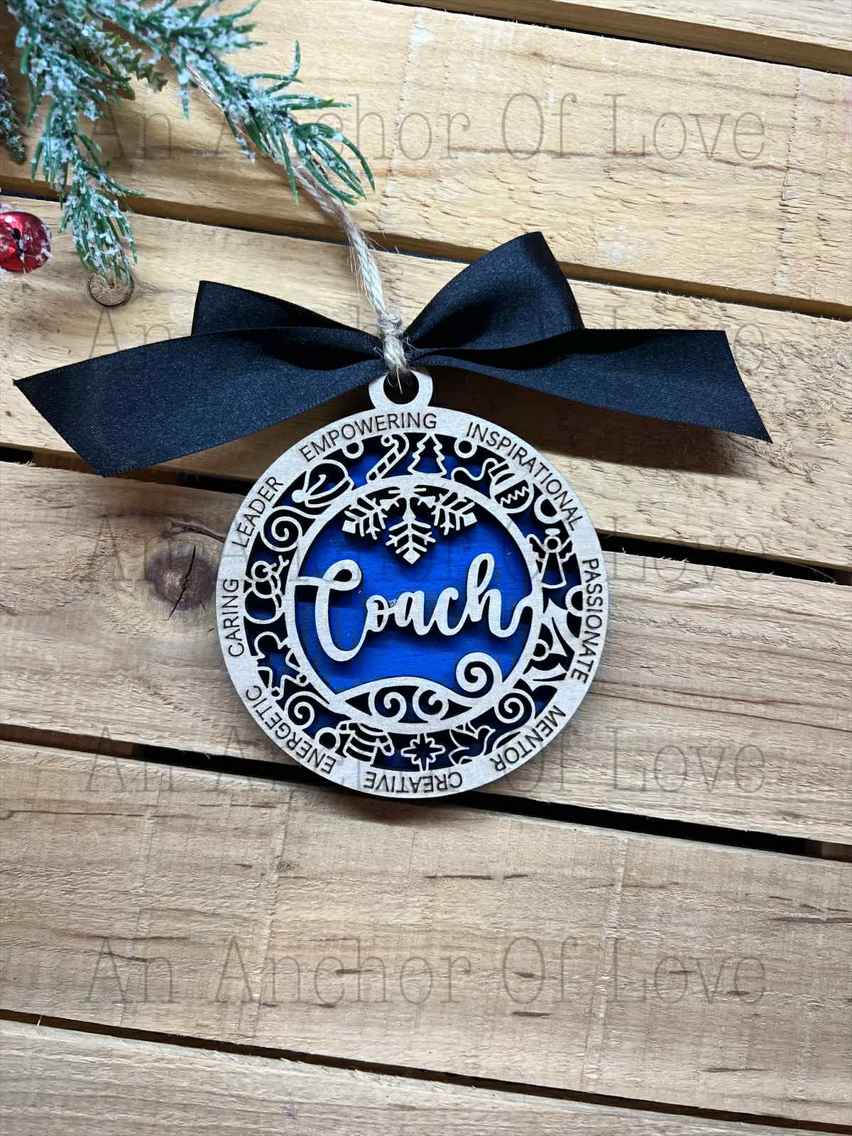Coach Ornament; Hand Crafted Wooden Ornament; Sport Coach Ornament
