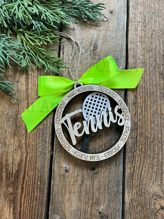 Tennis Layered Wood Ornament, Custom Tennis Christmas Tree Ornament, Sport Christmas Home Decor, Christmas Gift