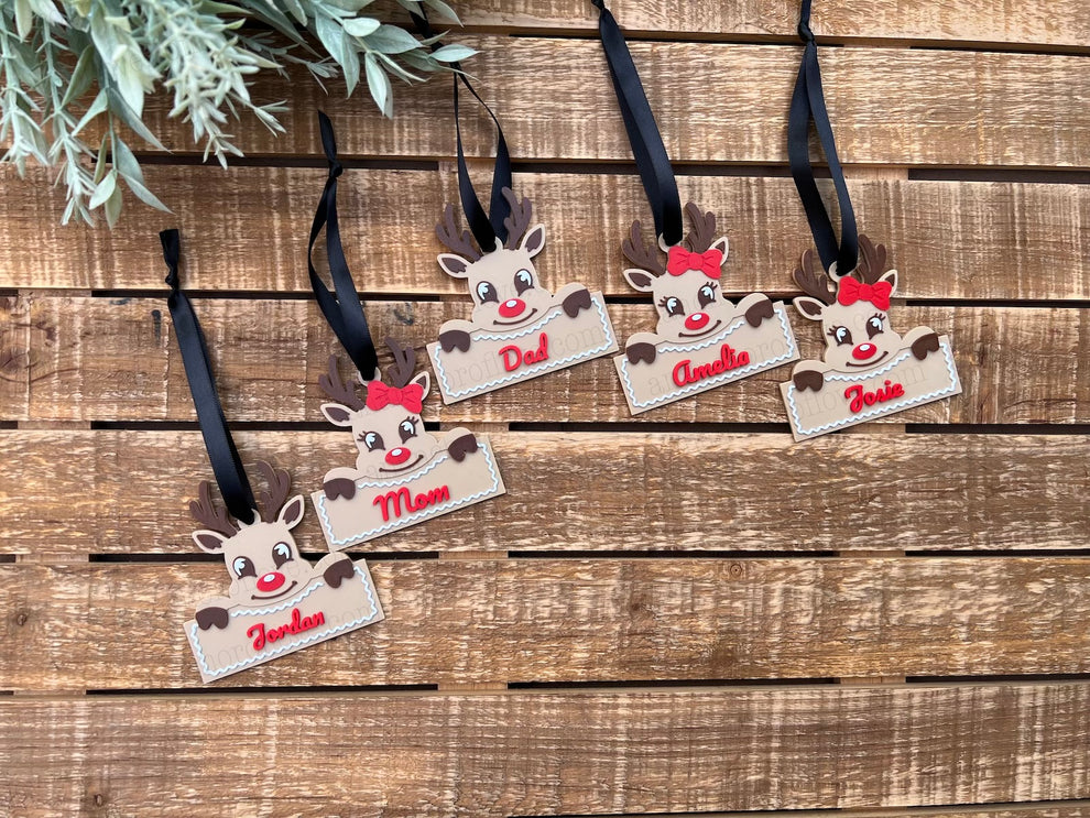 Personalized 3D Printed Reindeer Christmas Ornament – Custom Name Rudo ...