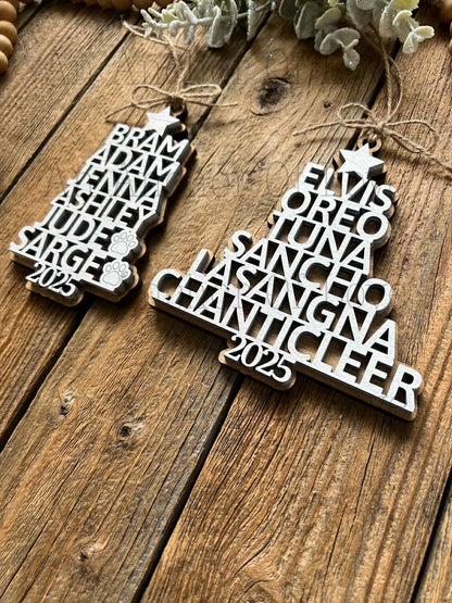 Family Christmas Ornament - Christmas Tree Ornament with Family Names - Christmas Tree Name Ornament