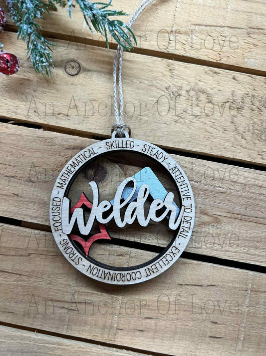 Welder Keepsake Christmas Keepsake Tree Ornament- wooden welder ornament