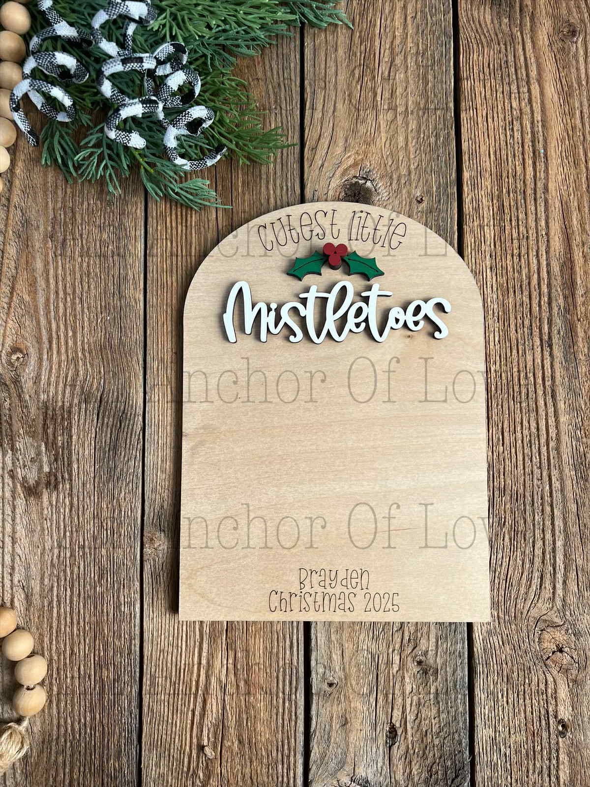 Mistletoes Baby's First Christmas sign Personalized, Newborn Footprint Keepsake, DIY Footprint Christmas Art