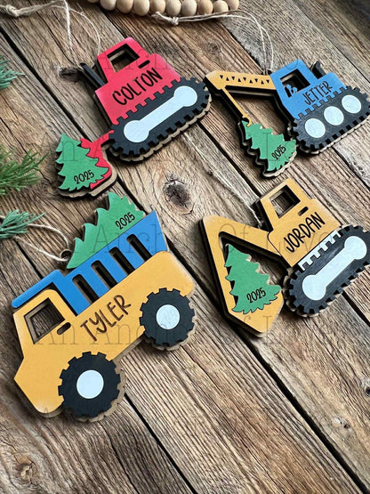 Personalized kids construction Ornament | Kid's Christmas Gift / 2025 Christmas ornament /- personalized gift