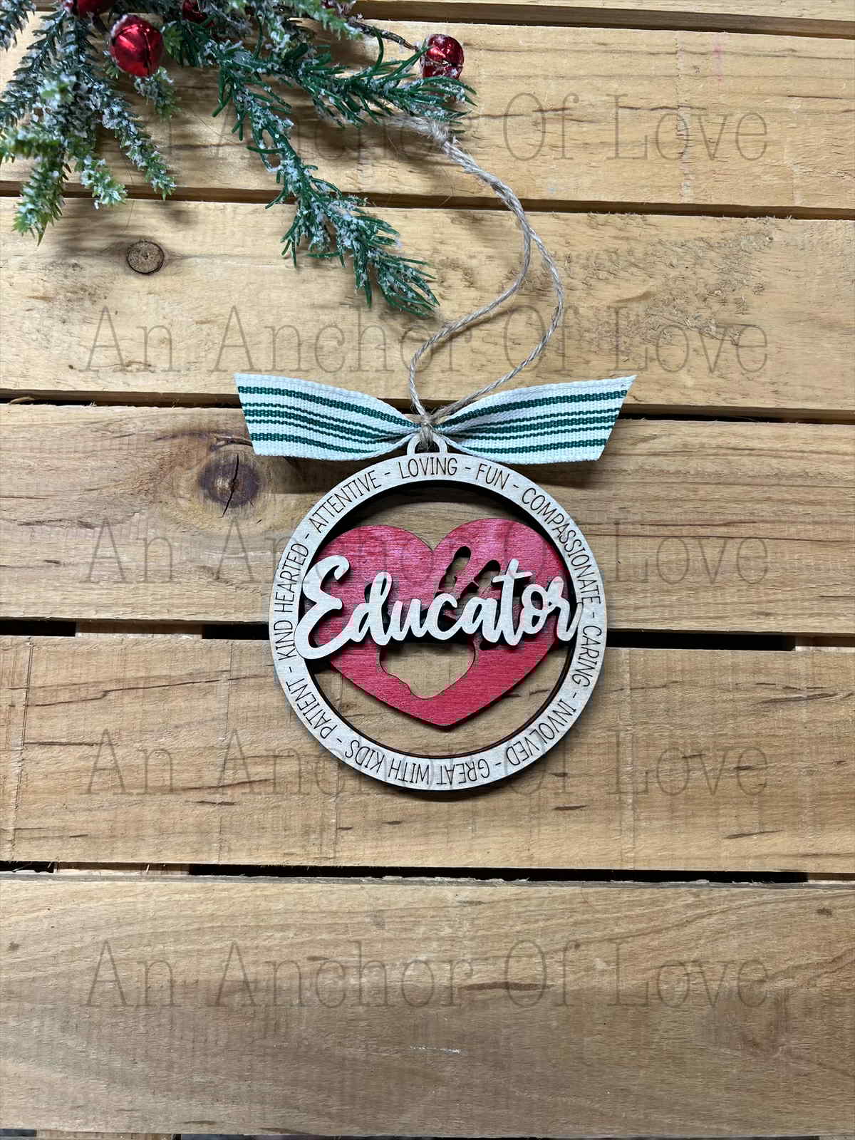 Educator Christmas Ornament, Wood Ornament, Gift for Teacher