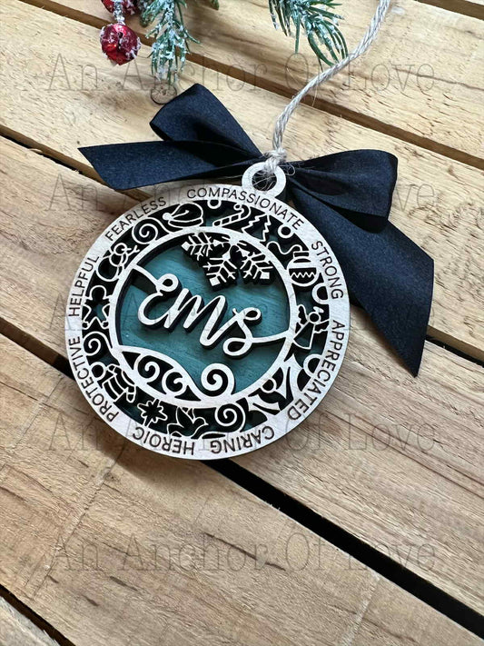 EMS Ornament- EMS ornament Christmas Gift-wooden Christmas Ornament