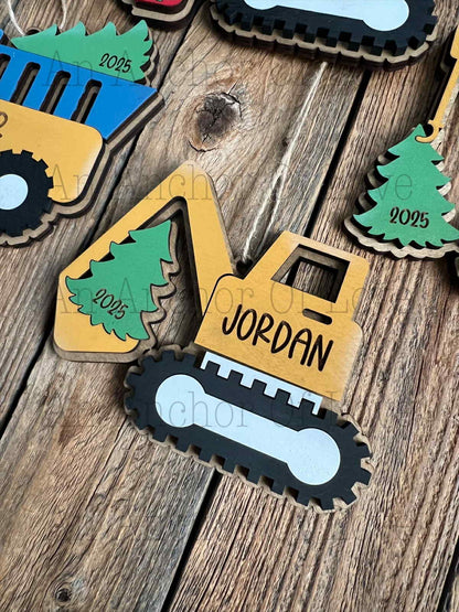 Personalized kids construction Ornament | Kid's Christmas Gift / 2025 Christmas ornament /- personalized gift