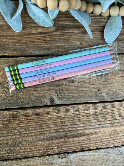 5 affirmation Pencils Set of five Smooth Writing Premium Graphite for school, Journaling Bible Study Note Taking or Gifting