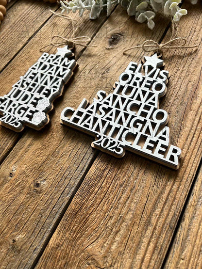 Family Christmas Ornament - Christmas Tree Ornament with Family Names - Christmas Tree Name Ornament
