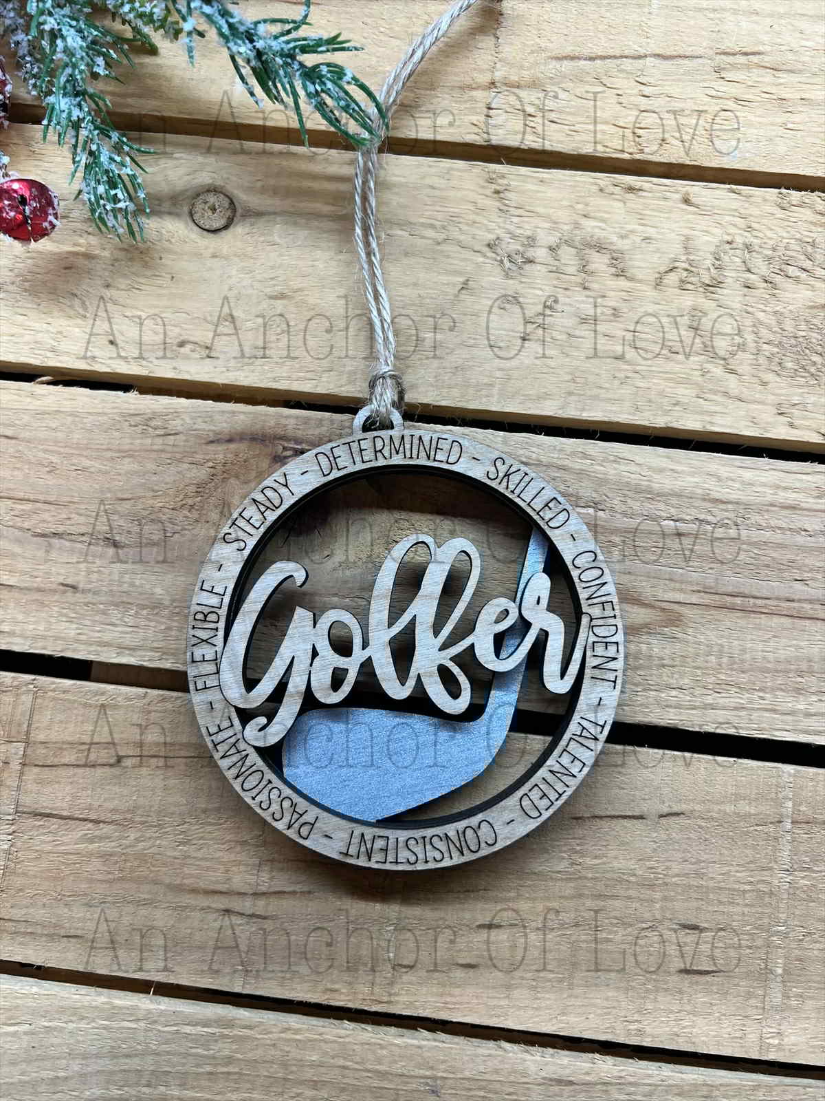Golf Keepsake Christmas Keepsake Tree Ornament- wooden golfer ornament