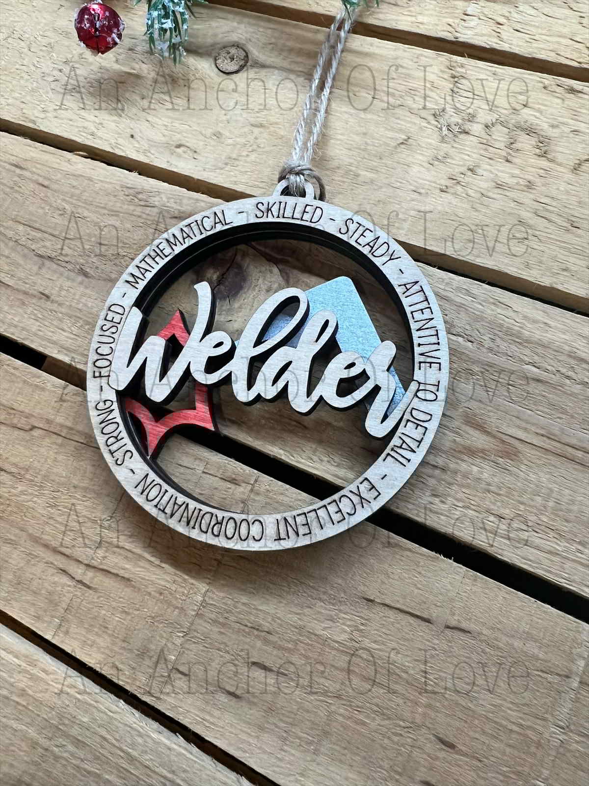 Welder Keepsake Christmas Keepsake Tree Ornament- wooden welder ornament