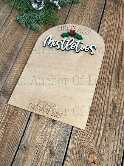 Mistletoes Baby's First Christmas sign Personalized, Newborn Footprint Keepsake, DIY Footprint Christmas Art