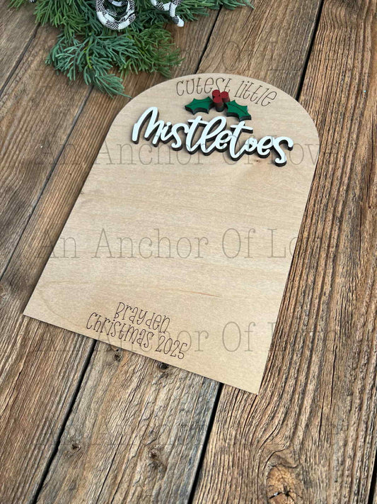 Mistletoes Baby's First Christmas sign Personalized, Newborn Footprint Keepsake, DIY Footprint Christmas Art