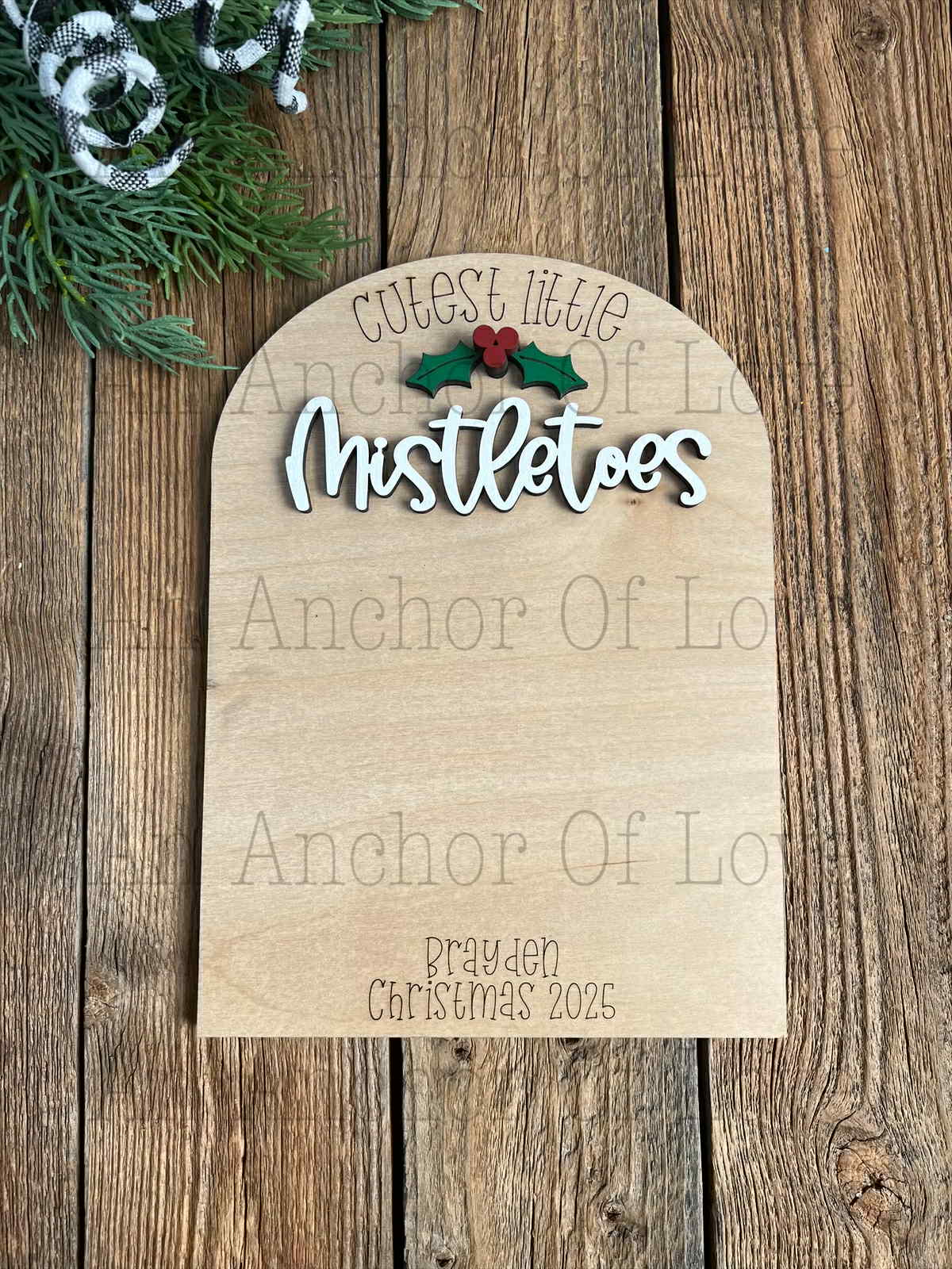 Mistletoes Baby's First Christmas sign Personalized, Newborn Footprint Keepsake, DIY Footprint Christmas Art