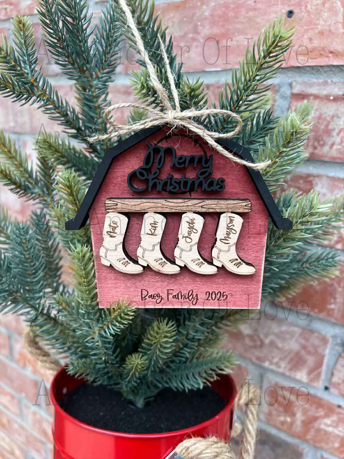 Custom personalized family Christmas cowboy barn ornament, Family ornaments, custom ornaments, custom Christmas ornaments, -2024 Ornament