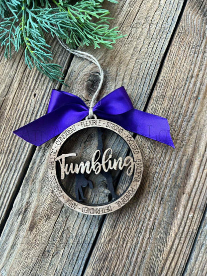 Tumbling Christmas ornament, Layered wood ornament, Tumbling Christmas Gift