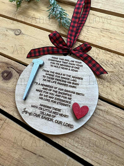 Christ Nail Symbol Christmas Wooden Ornament, Embrace the True Meaning of Christmas, Religious Ornament, Christ Centered Christmas