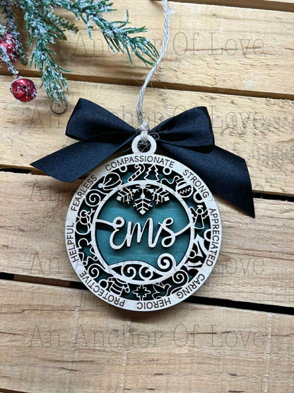 EMS Ornament- EMS ornament Christmas Gift-wooden Christmas Ornament