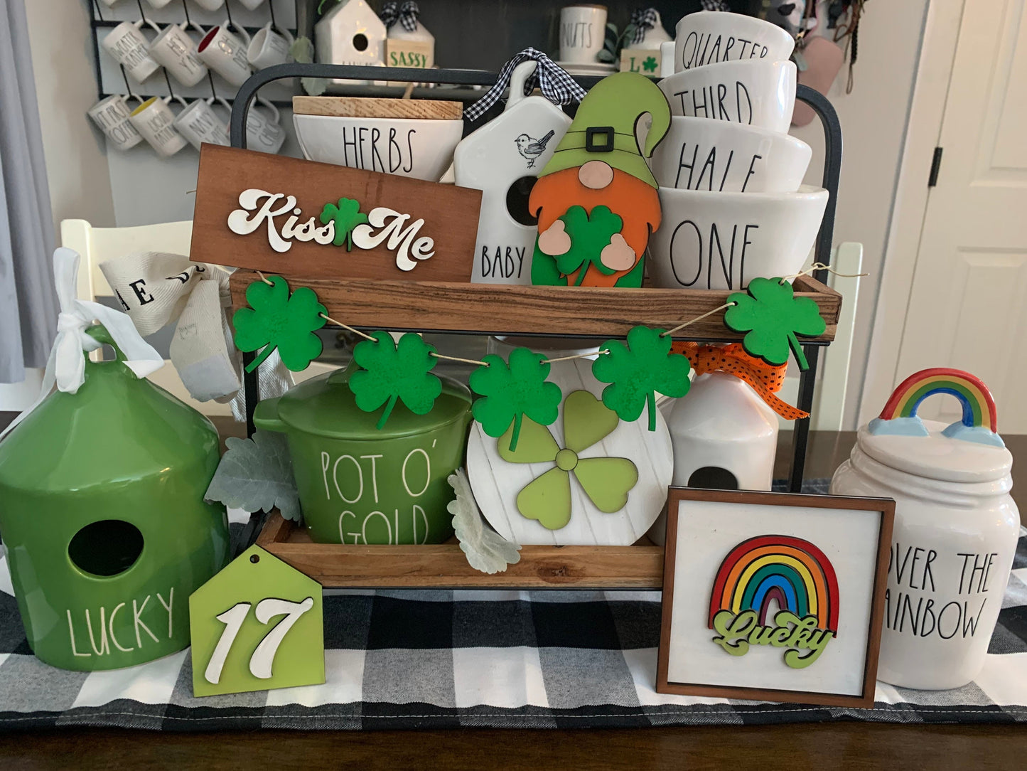 Saint Patricks day tiered tray decor