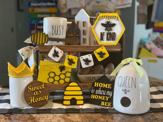 Honey bee tiered tray decor