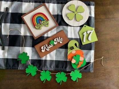 Saint Patricks day tiered tray decor