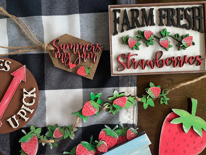 Strawberry themed tier tray decor finished or unfinished options
