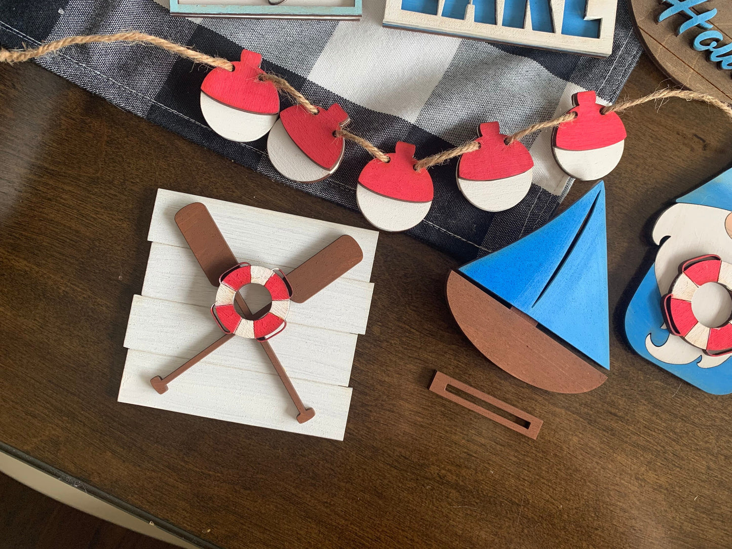 Lake house themed tiered tray decor