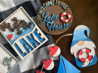 Lake house themed tiered tray decor