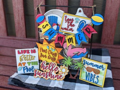 Pool days tiered tray decor