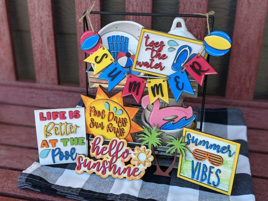 Pool days tiered tray decor