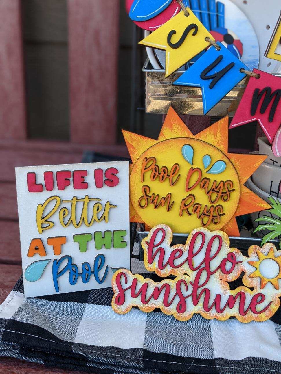 Pool days tiered tray decor