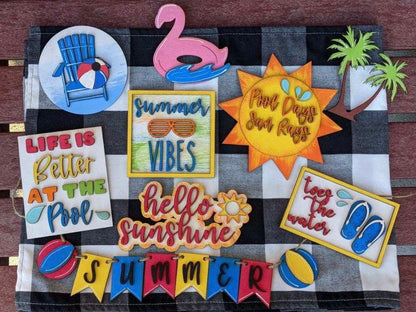 Pool days tiered tray decor