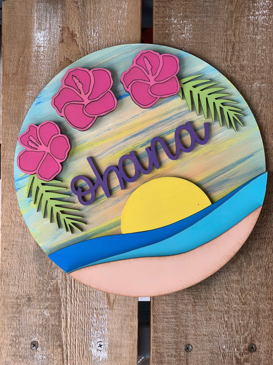 Ohana 3D layered round wall sign