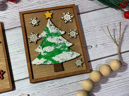 Christmas tree themed tiered tray set
